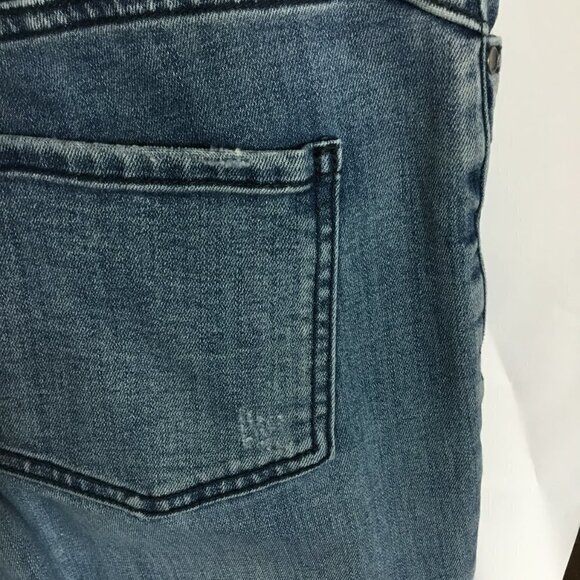 prAna Jeans Button Front Mid Rise Skinny Style Sz 2 Dropped Hem Medium Wash Blue - Picture 6 of 9